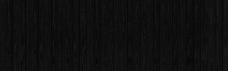 Panorama of Black wood texture background. Abstract dark wood texture on black wall. Aged wood plank texture pattern in dark tone