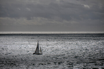 sailing yacht on the open sea