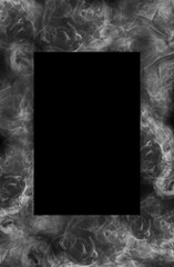 Frame of blurred bright burning hot fire flames against black background. Close up, copy space for your design, text or images