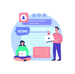 Online Interview CV,Resume Creating Colloquium.Recruitment Agency Unemployed People.Head Hunter Hiring.Applicant Professional Profile.Job Searching Platform,Recruitment Application.Vector Illustration