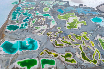 aerial view of landscape with lake