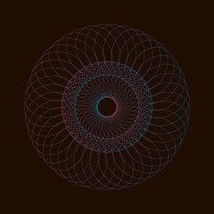 Spirograph abstract element on a black background. © sasha15