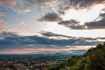 Stormy sunset in the italian countryside