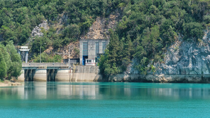 Obraz premium Dam Reservoir From Kadincik 1 Hydroelectric Power Plant, Mersin Turkey