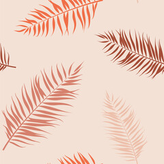 Tropical vector seamless pattern. Exotic Stylized palm leaves background