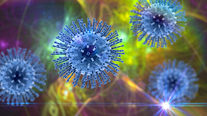 Fototapeta premium SARS-CoV-2 viruses, the causative agent of COVID-19