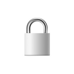 Fastened padlock or lock icon, 3d realistic vector mockup illustration isolated.