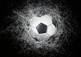 しぶきを上げるサッカーボールの3Dイラスト © k_yu