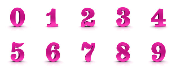 numbers set countdown pink 3d 0 1 2 3 4 5 6 7 8 9 one two three four five six seven eight nine zero sign