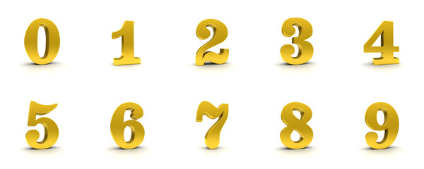 numbers golden signs numerals 3d gold 0 1 2 3 4 5 6 7 8 9 one two three four five six seven eight nine zero symbols icons