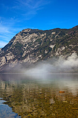 Lake Bohinj in Slovenia, beauty in nature. Colorful summer on the Bohinj lake in Triglav national park Slovenia.