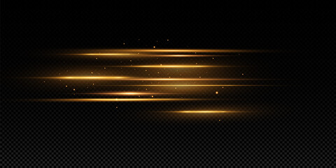  Golden light effect. Abstract laser beams of light. Chaotic neon rays of light . © blagorodez