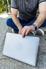 man using laptop