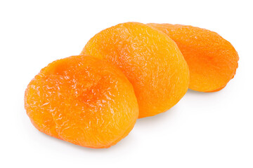 Dried apricots isolated on white background with clipping path and full depth of field.