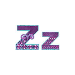 Vector abstract letter Z with ornamental pattern. Cartoon signs