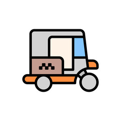 Tuk tuk, car icon. Simple color with outline vector elements of taxi service icons for ui and ux, website or mobile application