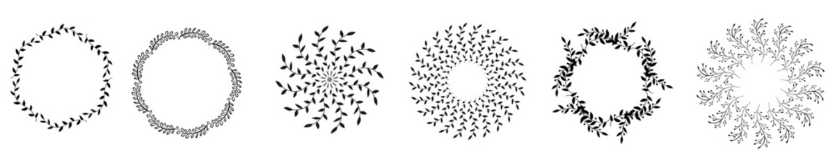 Set wreaths and laurel.Hand painted green branches,leaves,leaf,petal decor elements