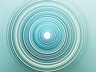 Abstract Radial Motion Blur on a Turquoise Background. Turquoise, blue and white circles. Circle template for label, fabric, clothing or brochure design. Background for modern graphic design and text.