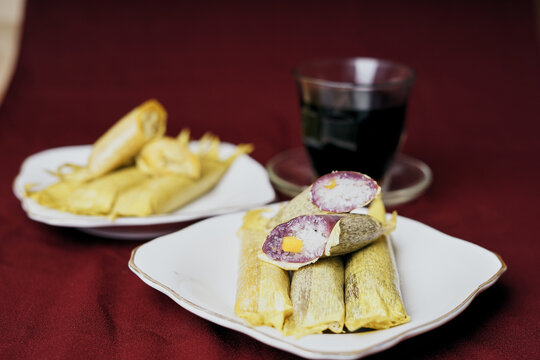 Sweet Timpan Aceh cakes served with a cup of coffee, Indonesian Traditional Food