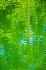 Colorful reflection of the environment on the water surface