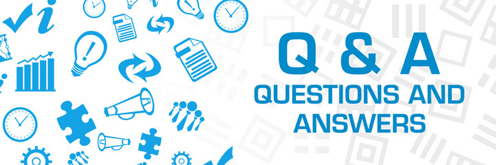 Q And A - Questions And Answers Business Symbols Random Circular Blue Left 