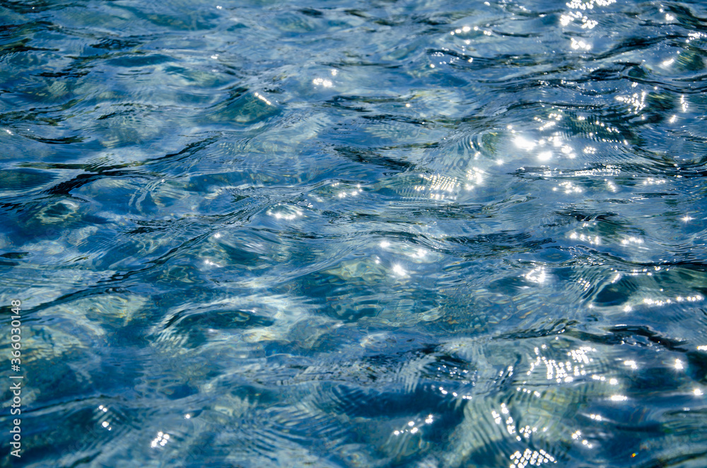 Wall mural blue water texture background sunlight on surface of water