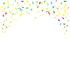 Colorful bright confetti isolated. Festive vector. Falling shiny golden confetti background