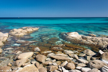 crystal clear water and blue sky by the sea