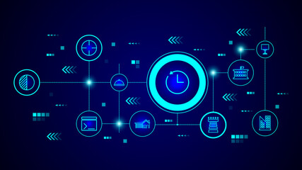 clock and circular arrow icon. From web set