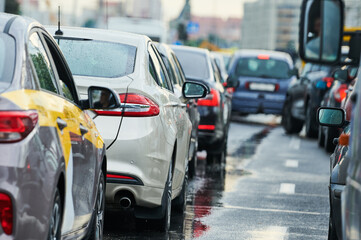 traffic jam or collapse in a city street road