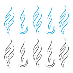 Flow smoke abstraction. Steam smell vector curve