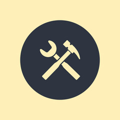 Screwdriver and hammer. Illustration on round background