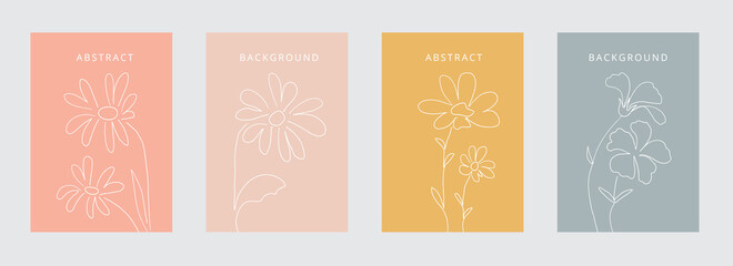 Social media banners, a beautiful leaf, and flower set of social media post templates with minimal abstract organic shapes composition can be used also card, cover, Vector illustration.