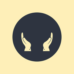 hand icon. vector symbol on round background