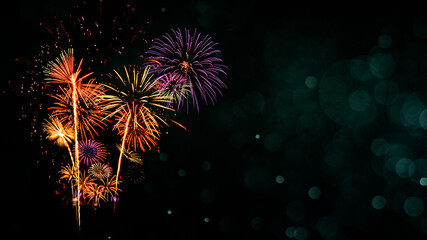Fireworks with Abstract bokeh background