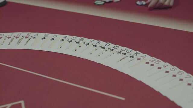 Background of laying out the pocker cards on table and turning them