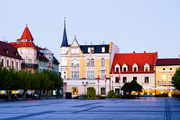 PSZCZYNA, POLAND - OCT 5, 2018: Scenery of main market square in historical european city center...