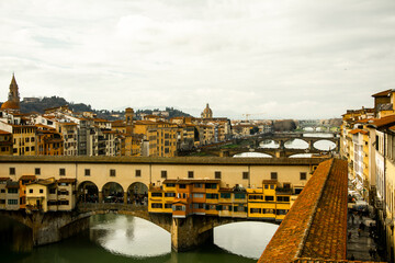 Famous bridges in morning  Florence.