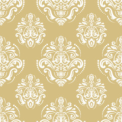 Orient vector classic pattern. Seamless abstract golden and white background with vintage elements. Orient background. Ornament for wallpaper and packaging
