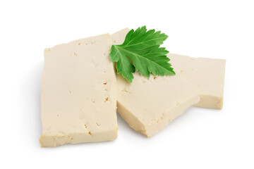tofu cheese isolated on white background with clipping path and full depth of field,