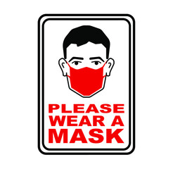 please wear a mask sign vector