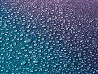 Water drops on turquoise background.