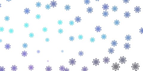 Light Pink, Blue vector doodle template with flowers.