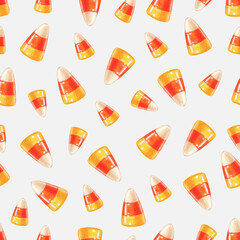 Halloween candy corn seamless pattern. Halloween party sweets