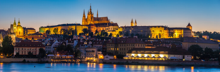 Fototapeta na wymiar Prague, Hradcany, Hill with the Royal Castle - evening panorama