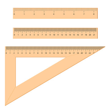 School measuring rulers and a square.Vector illustration.