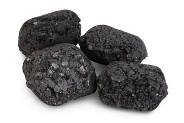 bbq charcoal briquette isolated on white background with clipping path and full depth of field