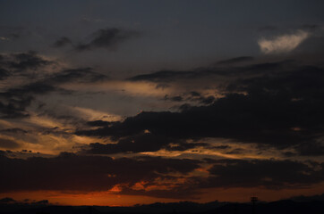 Fototapeta na wymiar 雲の多い夕焼け空