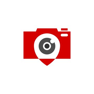 creative logo, combination from camera and pin location icon