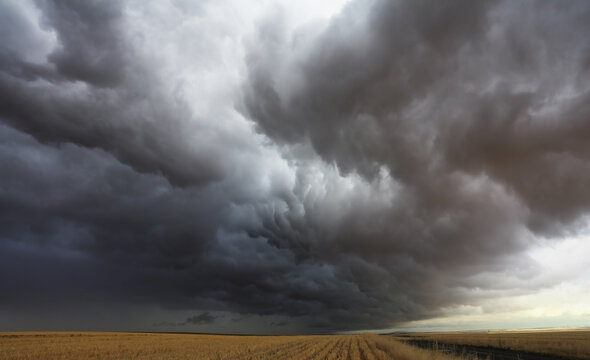 Huge thundercloud on fields